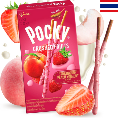 Pocky Crushed Fruits Sabor Fresa Melocoton Yogur 38g