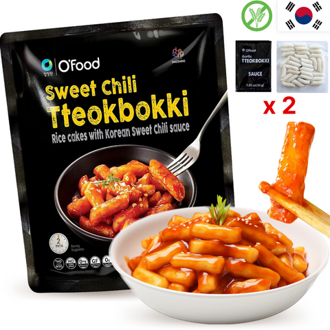 CJW O'Food Tteokbokki Inst. Salsa Dulce y Picante Coreano para 2 Sin Gluten 290g