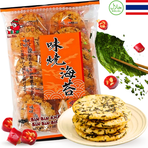 BIN BIN Crispy Galletas de Arroz Picante con Alga Nori 135g