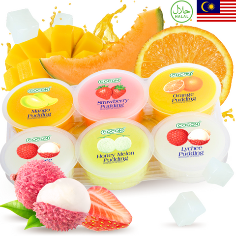 COCON Pudding con Gelatina Sabor Fruitas Mixtas Halal 6uds 480g