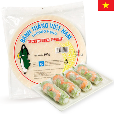 Hs Papel de Arroz 22cm Redondo para Rollitos de Primavera 500g
