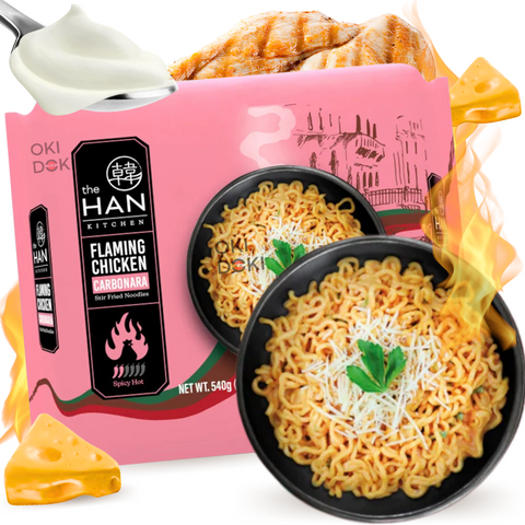 The Han Kitchen Fire Chicken Carbonara Noodles (zonder vlees) 135 g x 4 stuks