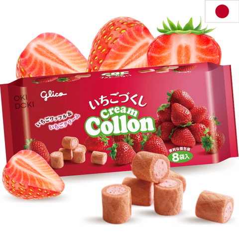Glico Cream Collon Romige Aardbeienvulling 8 stuks 108g