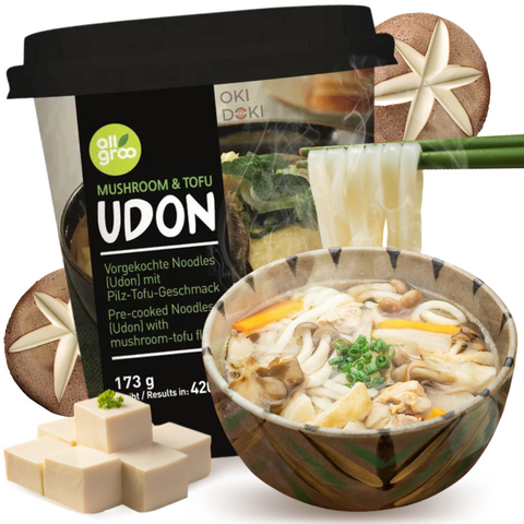 Allgroo Cup Udon Fideos con Setas y Tofu 173g