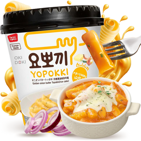 Yopokki Cup Tteokbokki sabor Cebolla Golden y Mantequilla 120g