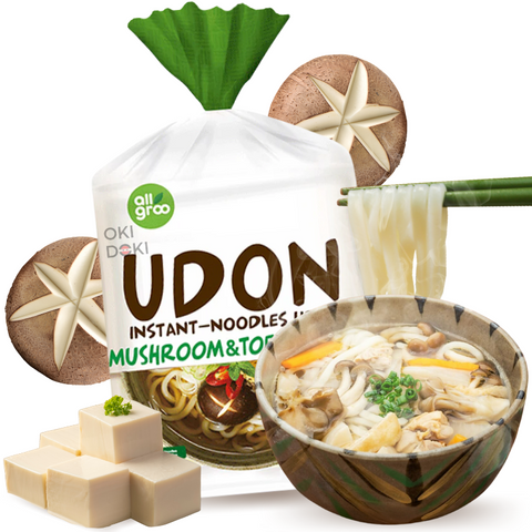 Allgroo Udon Fideos con Setas y Tofu (230g x 3 Raciones) 690g