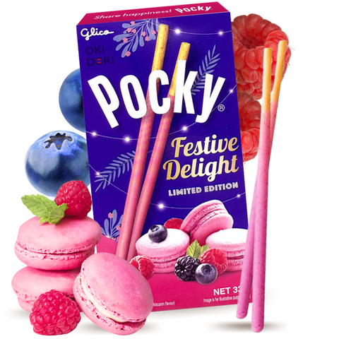 Glico Pocky Festive Delight Sabor Macarons de Frutos Rojos 33g