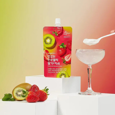 Sugarlolo Bebida de Gelatina Konjac Sabor Kiwi y Fresa (Vegano, Halal, Sin Azúcar) 150g